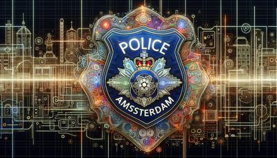 Hologramtechnologie met op de achtergrond een politie-insigne van Amsterdam.