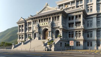 Hongkongse gerechtsgebouw met nationale veiligheidssignage.