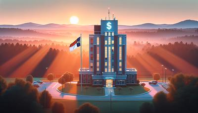 "Hospital con bandera de Carolina del Norte y signos de dólar"