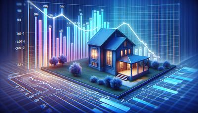 Trends auf dem Immobilienmarkt mit einem Diagramm der sinkenden Immobilienwerte.