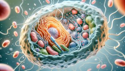 Cellule humaine avec voies de traitement de l'oxygène mises en évidence.