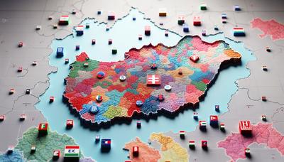Mapa de Hungría con resultados electorales y logotipos de partidos.