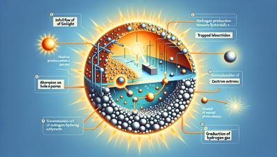 Schéma de production d'hydrogène par photocatalyse métallique avec électrons piégés.