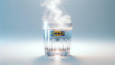 Ikea glas met hete vloeistof en waarschuwingssymbool