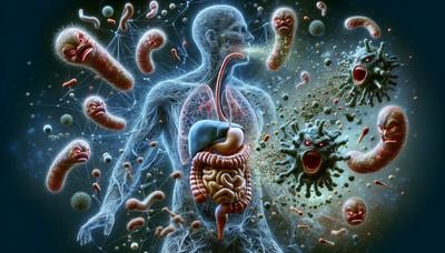 Illustrazione della reazione dell'intestino agli odori di germi dannosi.