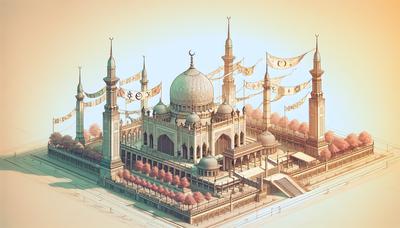 Moschea indonesiana con simboli e striscioni interconfessionali