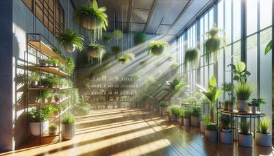 Purificador de aire con plantas de interior filtros de luz solar entorno limpio