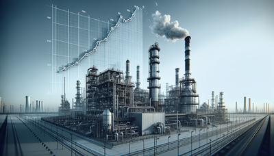 Industrieanlage mit Emissionsminderungsdiagramm im Hintergrund