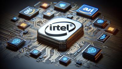 Logotipo de Intel con chips de IA e iconos de Amazon Web Services