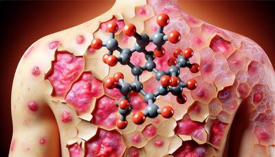 Moléculas hormonales relacionadas con el hierro con fondo de piel con psoriasis.