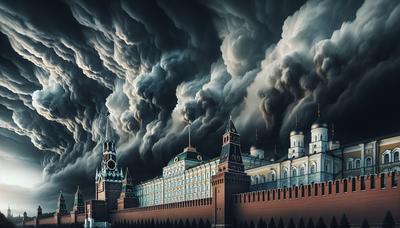 Kremlin met dreigende stormwolken erboven.