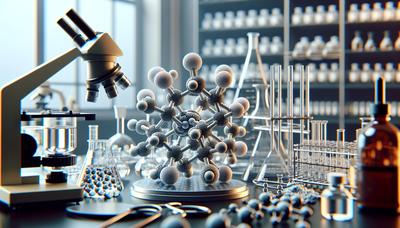 Laboratoriumscène met daarop een model van de MTX-531 drugmolecule.