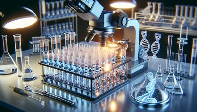 mRNA 암 백신 샘플을 조사하는 실험실 과학자.

