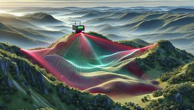 Escaneamento a laser da paisagem para detecção de minas terrestres ocultas.