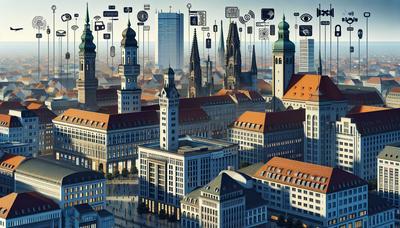 Leipziger Skyline mit Elementen zum Thema chinesische Spionage.