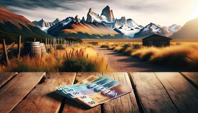 Chachos di valuta locale circondati da un paesaggio argentino.