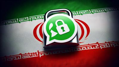 Schlosssymbol über WhatsApp-Logo mit iranischer Flagge im Hintergrund