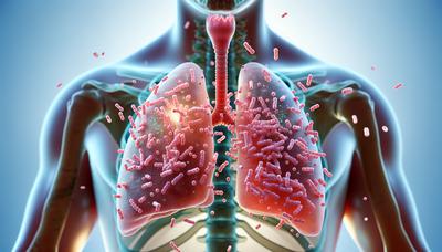 Pulmones inhalando bacterias beneficiosas Lactobacilli para el alivio