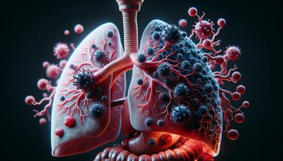 Poumons avec des virus cachés causant une respiration sifflante récurrente.