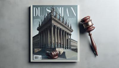 Zeitschriftencover mit Hammer und deutschem Gerichtsgebäude