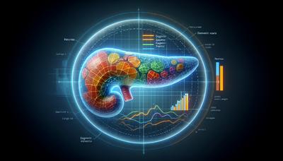 Pancreas ingrandito con statistiche di errori diagnostici visualizzate.