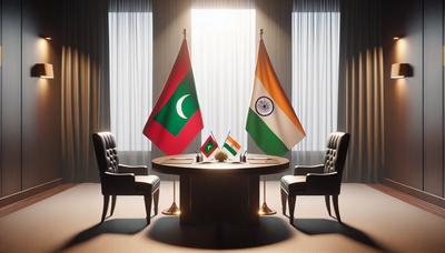 Bandiere delle Maldive e dell'India con un tema di diplomazia.