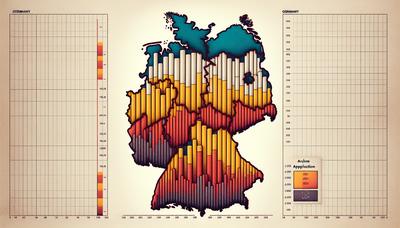 Karte von Deutschland mit Asylstatistiken und Balkendiagrammen