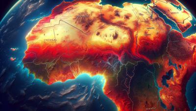 Kaart van West-Afrika met de probleemgebieden en Senegal gemarkeerd