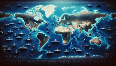 Mapa mostrando a localização dos porta-aviões da Marinha dos EUA