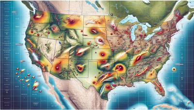Mapa que muestra la frecuencia de tornados en EE. UU. y los patrones geográficos.
