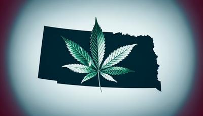 Foglia di marijuana con contorno dello stato del North Dakota