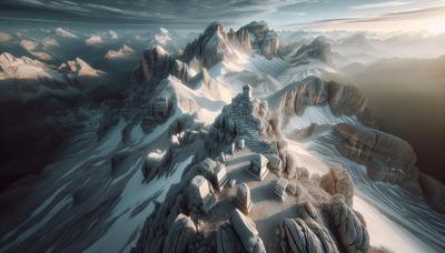 Cima della Marmolada con resti di neve e memoriali.