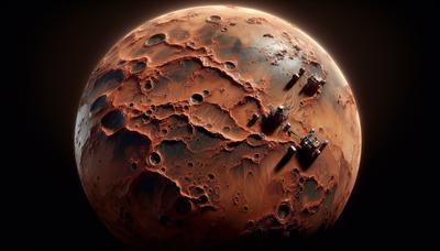 Paisagem marciana com material orgânico em exame.