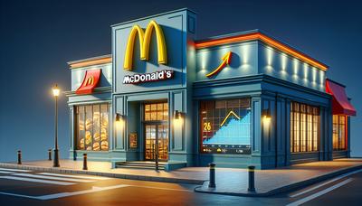 McDonald's gevel met neerwaartse pijl en verkoopgrafiek.