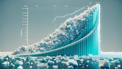 Graph zu schmelzenden Eiskappen und steigenden globalen Temperaturen.