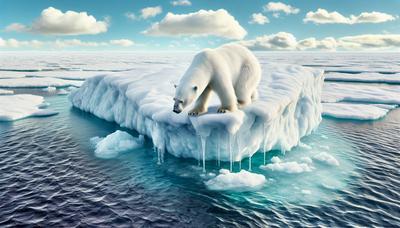 Hielo derritiéndose con un oso polar luchando encima.