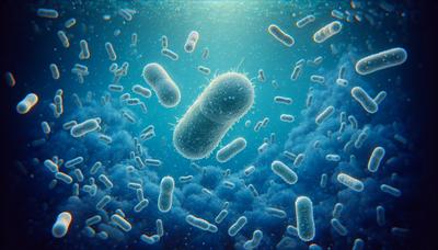 Bacterias microscópicas SAR11 en agua oceánica con nutrientes.