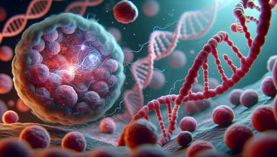 Vista microscopica dei filamenti di DNA delle cellule immunitarie alterate.