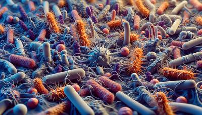 Vue microscopique de diverses bactéries combattant des bactéries nocives.