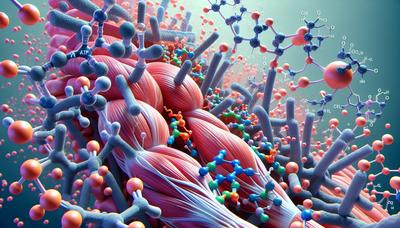 Moleküle und Enzyme, die den Energieprozess der Muskeln veranschaulichen.