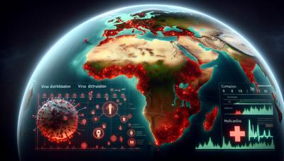 アフリカにおけるサル痘ウイルスの地図とWHOの対応についての説明。

