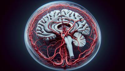 Escaneo de resonancia magnética que muestra los patrones de flujo sanguíneo cerebral.