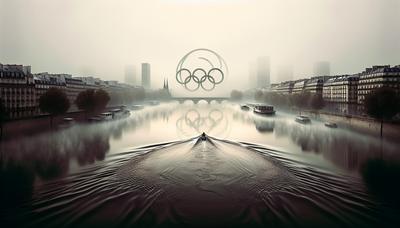 Seine trouble avec le logo Paris 2024 en arrière-plan