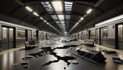 Stazione della metropolitana di Napoli deserta dopo il terremoto Campi Flegrei.