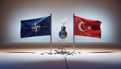 NAVO- en Turkse vlaggen met spanningssymbolen