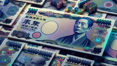 Novas cédulas de ienes japoneses com recursos de segurança aprimorados.