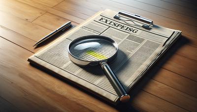 Giornale lente d'ingrandimento su testo evidenziato clipboard