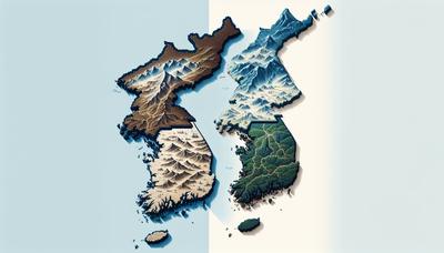 Mappa della Corea del Nord e del Sud con una linea di divisione marcata.