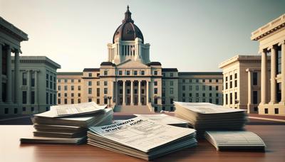 North Dakotas representanthus med skattedokument och röstsedlar.

