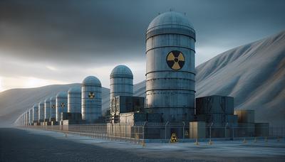 Silos de missiles nord-coréens et symboles nucléaires.